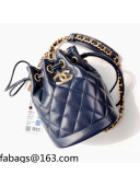 Chanel Calfskin Small Bucket Bag AS2716 Navy Blue 2021