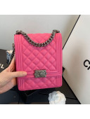 Chanel Grained Calfskin Boy Flap Bag AS0130 Pink/Silver 2019