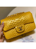 Chanel Python Leather Small Classic Flap Bag A1116 Yellow Gold 2020（Gold Hardware）