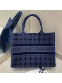 Dior Small Book Tote bag in Blue Cannage Embroidered Velvet 2020
