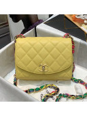 Chanel Lambskin Flap Bag with Scarf Entwined Chain AS2411 Yellow 2021