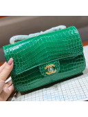 Chanel Crocodile Leather Small Classic Flap Bag A1116 Bright Green 2020（Gold Hardware）