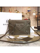 Balenciaga Leather Medium Classic City Pouch Green
