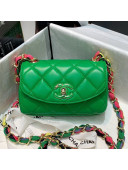 Chanel Lambskin Small Flap Bag with Scarf Entwined Chain AS2369 Green 2021