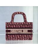 Dior Mini Book Tote Bag in Burgundy Oblique Embroidered Velvet 2020