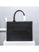 Dior Small Book Tote Bag in Black Cannage Embroidery 2020