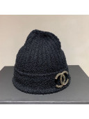 Chanel Crystal CC Knit Hat Black 2021