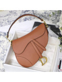 Dior Medium Saddle Bag in Palm-Grainy Calfskin Brown 2020