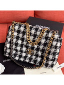 Chanel 19 Tweed Maxi Flap Bag Black/White AS1162 2019