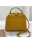 Fendi Peekaboo ICONIC Mini Interlace Bag In Yellow Leather 2020