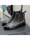 Chanel Lambskin Chian Heel Short Boots 3cm Black 2021