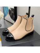 Chanel Lambskin Chian Heel Short Boots 3cm Apricot 2021