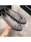 Chanel Quilting Lambskin Leather Ballerinas Black-Silver 2019