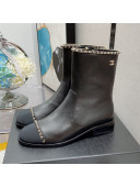 Chanel Lambskin Chain Short Boots 3cm G37826 Black 2021