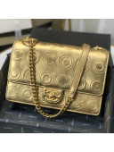 Chanel Metallic Calfskin Embossed Coco Medium Flap Bag AS0932 Gold 2019