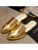 Chanel Metallic Leather Mules G34303 Gold 2019