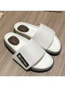 Louis Vuitton Leather LV Sunset Flat Comfort Slide Sandals White 2021