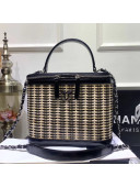 Chanel Rattan Woven Medium Vanity Case AS1347 Black/Beige 2020