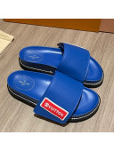 Louis Vuitton Leather LV Sunset Flat Comfort Slide Sandals Blue 2021