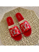 Louis Vuitton Monogram Canvas Espadrille Slide Sandals with Square LV Buckle Red 2021