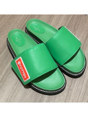 Louis Vuitton Leather LV Sunset Flat Comfort Slide Sandals Green 2021