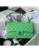 Chanel Lambskin & Rainbow Metal Small Flap Bag A01113 Green 2021 
