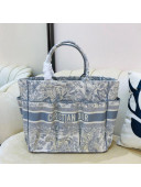 Dior Large Catherine Tote Bag in Grey Toile de Jouy Embroidery 2020