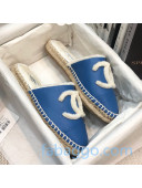 Chanel Lambskin Wool CC Espadrilles Mules Blue 2020