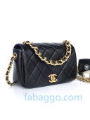 Chanel Shiny Quilted Lambskin Flap Bag AS1895 Black 2020