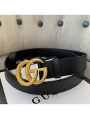 Gucci Calfskin Belt 38mm with Carved GG Buckle Black/Gold 2019