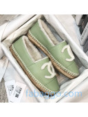 Chanel Lambskin Wool CC Flat Espadrilles Green 2020
