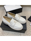 Chanel Calfskin Chain CC Loafers White 2021 111201