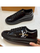 Louis Vuitton Time Out Patent Leather Oversized LV Sneakers Black 2019(For Women and Men)