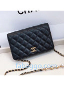 Chanel Quilted Lambskin Wallet on Chain WOC with Pearl Charms AS8862 Black 2020