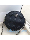 Chanel Shiny Crumpled Goatskin Round Clutch with Chain AS8883 Black 2020