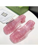 Gucci Transparent Rubber Slide Sandals Pink 2021 