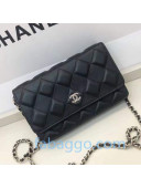 Chanel Shiny Crumpled Goatskin Wallet on Chain WOC AP1530 Black 2020