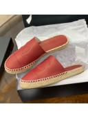 Chanel CC Shiny Lambskin Espadrille Slide Sandals Red 2021 52