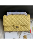 Chanel Classic Quilted Iridescent Grained Calfskin Flap Bag Yellow 2019
