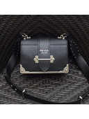 Prada Leather Prada Cahier Bag 1BD045 Black/Silver Top Quality