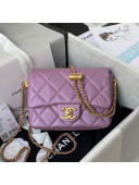 Chanel Iridescent Grained Calfskin Mini Flap Bag AS2855 Purple 2021