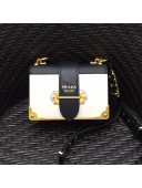 Prada Leather Prada Cahier Bag 1BD045 White/Black Top Quality