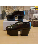 Prada Shiny Leather Platform Lace-up Shoe 6.5cm Burgundy 2021