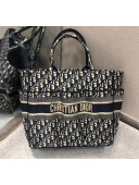 Dior Oblique Embroidery Catherine Tote Bag Deep Blue 2020