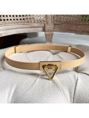 Bottega Veneta Leather Belt 2cm with Triangle Buckle Apricot/Aged Gold 2021 