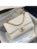 Chanel Quilted Grained Calfskin Chain Small Flap Bag AS1459 White 2020