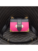 Prada Leather Prada Cahier Bag 1BD045 Rosy/Black Top Quality