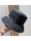 Chanel Straw Bucket Hat Black 2021 65