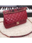 Chanel Python & Quilting Lambskin Flap Bag A57947 Red 2018
