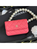 Chanel Quilted Calfskin Belt Bag with Pearl Strap Pink 2021